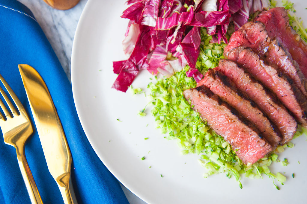 Strip Steak with Radicchio Salad & Broccoli Rice