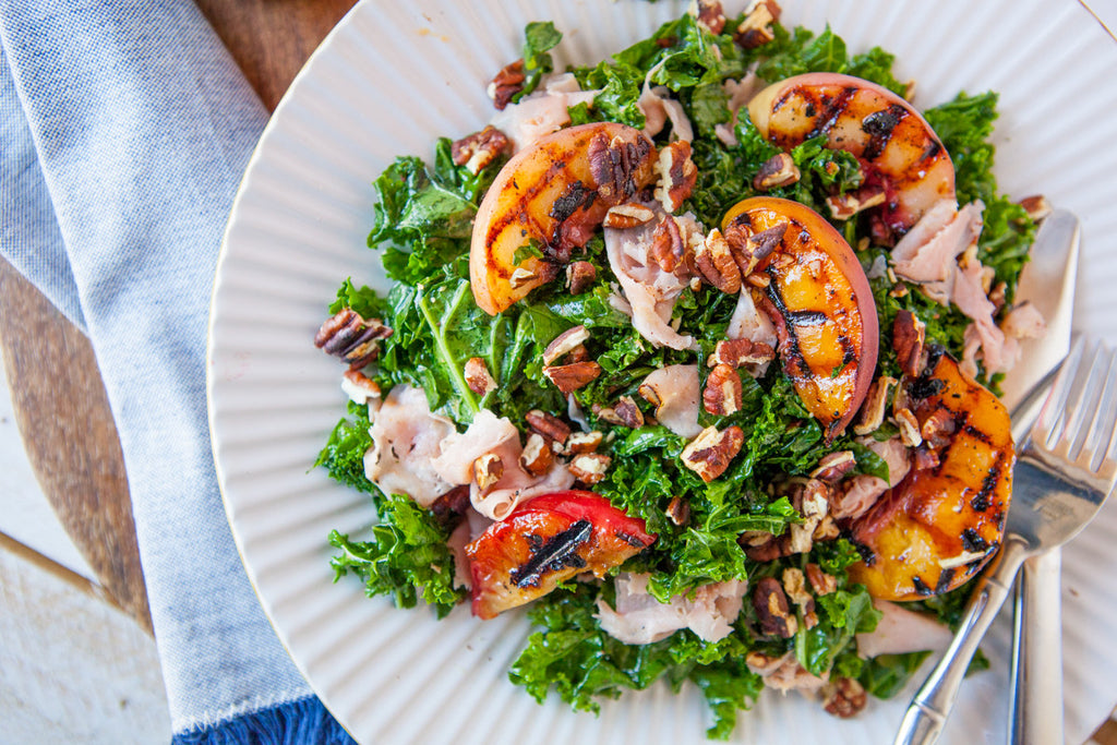 Dinner in 30 Minutes—Summery Grilled Fruit & Kale Salad