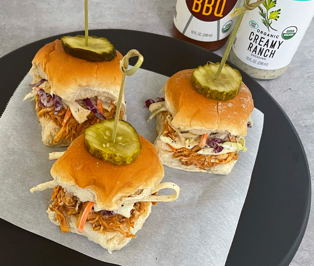 Easy Instant Pot Sweet & Spicy BBQ Pulled Chicken Sliders