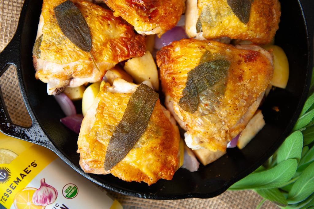 Cast Iron Chicken with Apples & Sage