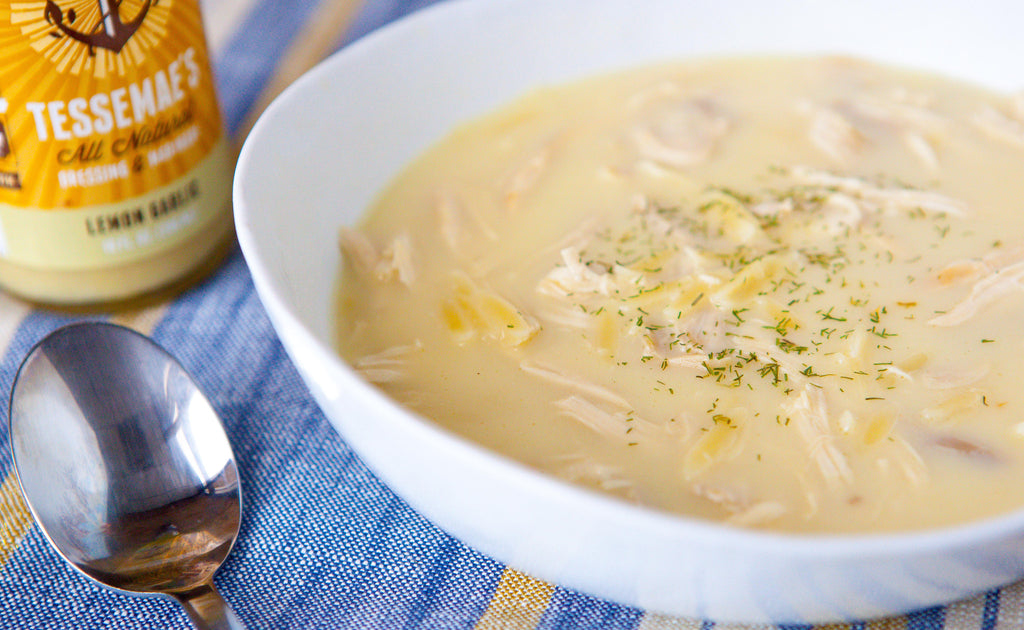 Greek Lemon Soup with Quinoa Orzo
