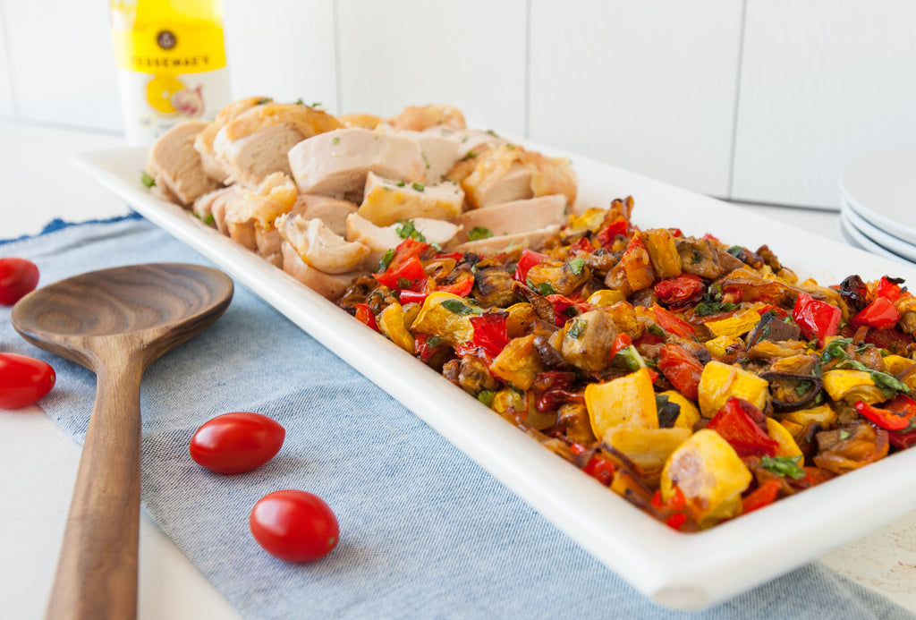Sheet Pan Ratatouille with Chicken