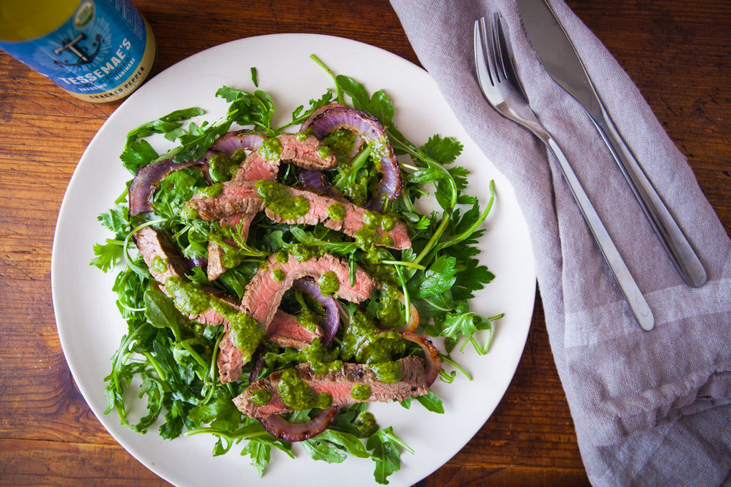 Eat like an Olympian! Chimichurri with Grilled Steak & Herb Salad
