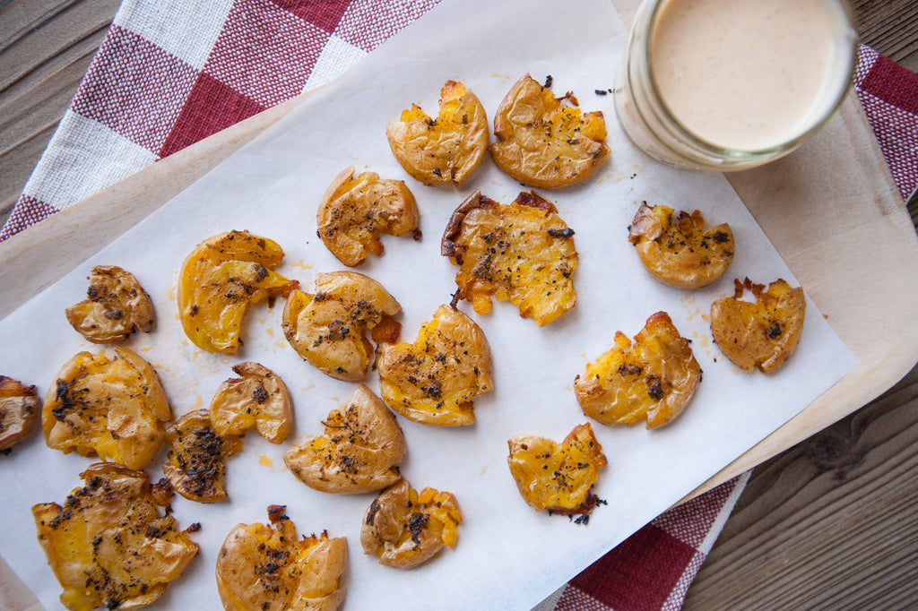 Crispy Smashed Potatoes with Chipotle Lime Mayo