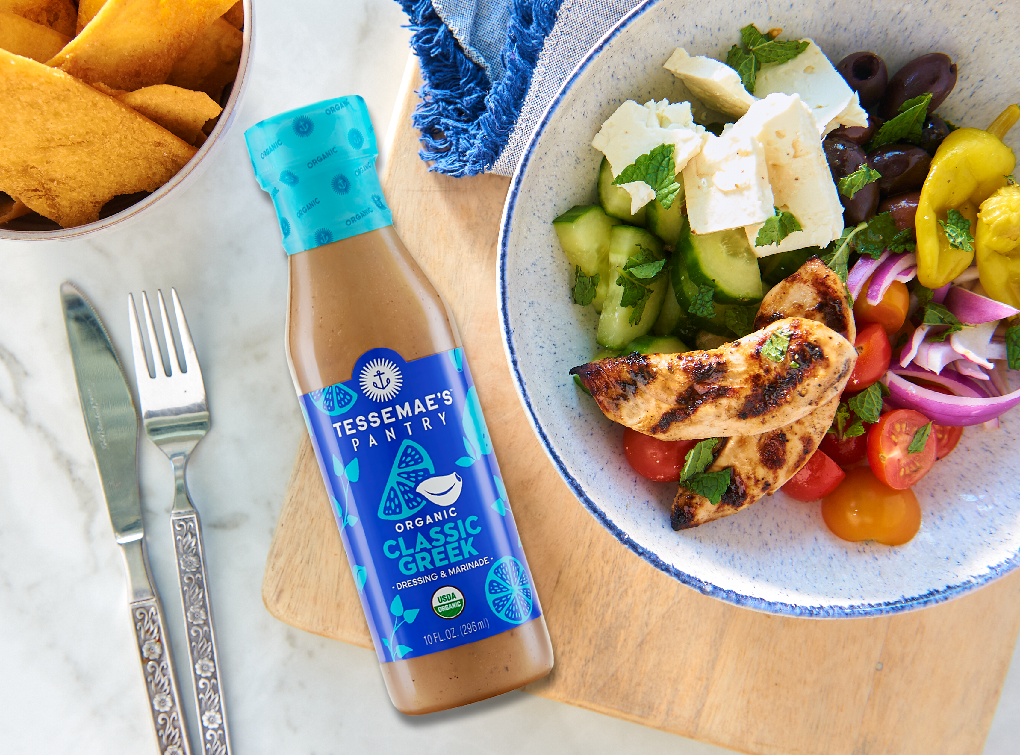 The Best Greek Salad with Marinated Chicken | Tessemae's
