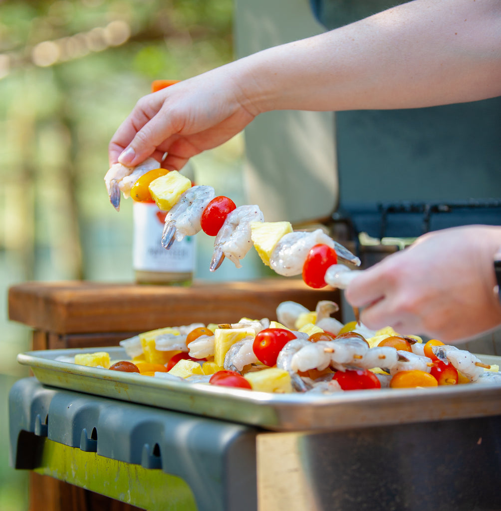 Honey Poppyseed Shrimp & Pineapple Skewers