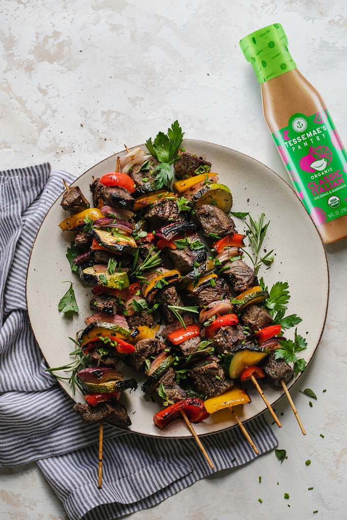 Italian Steak and Veggie Kebabs