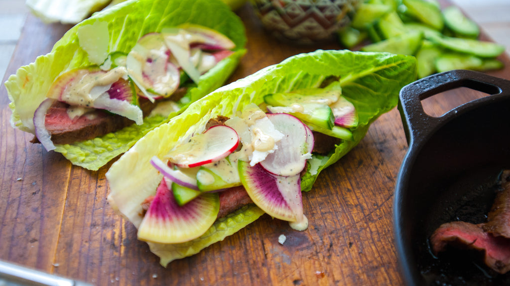 Steak Caesar Lettuce Wraps