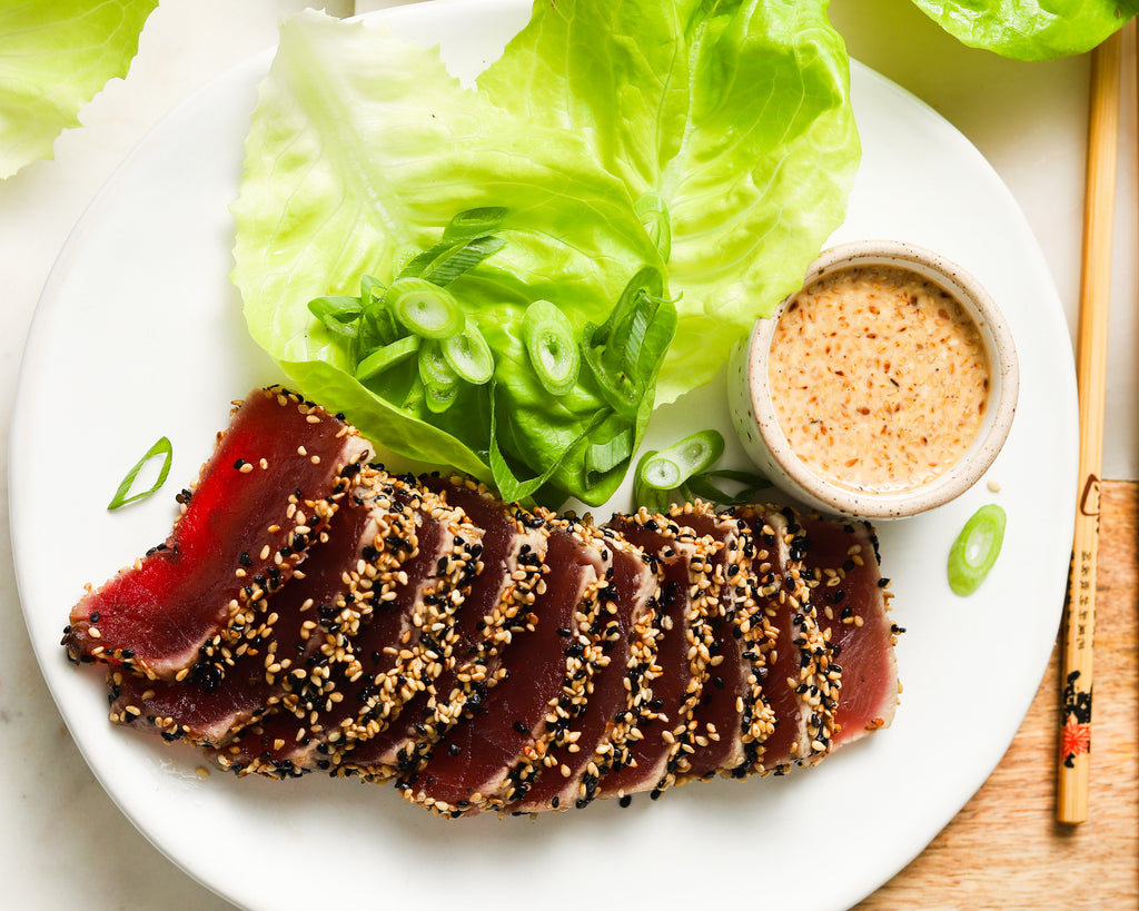 Sesame Seared Ahi Tuna Lettuce Cups