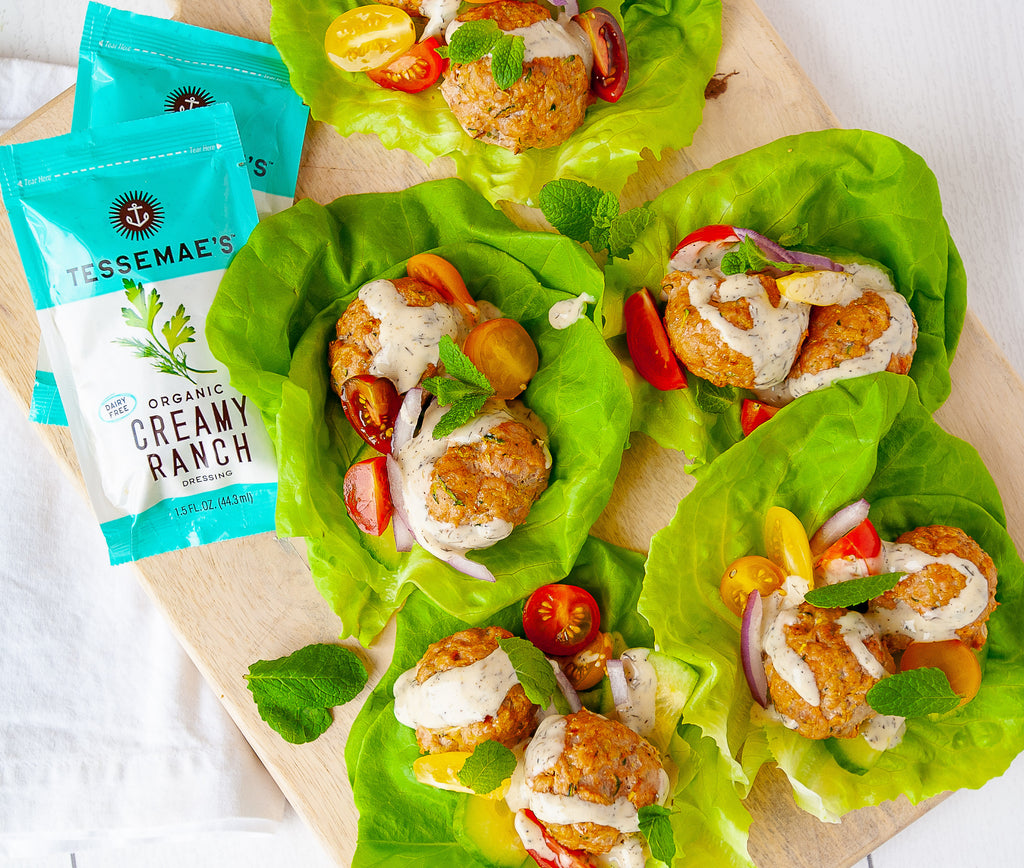 Greek Turkey Meatball Lettuce Wraps