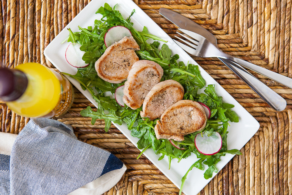Pork Piccata with Arugula & Radish Salad