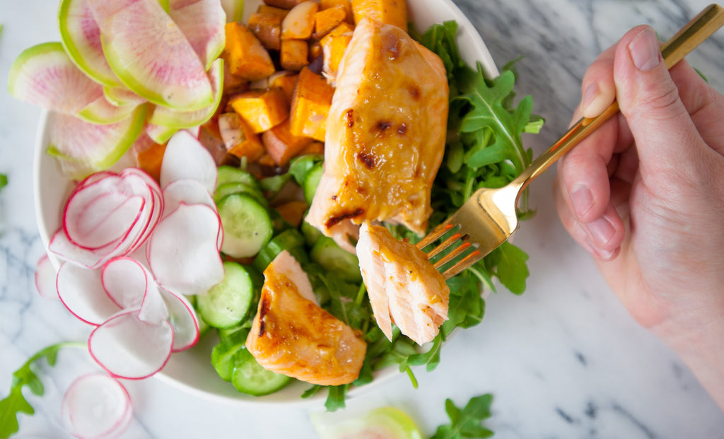 Salmon Buddha Bowls with Honey Poppyseed
