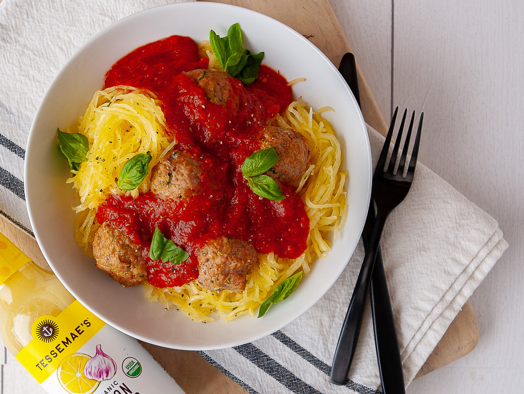 Spaghetti (Squash) & Roasted Turkey Meatballs