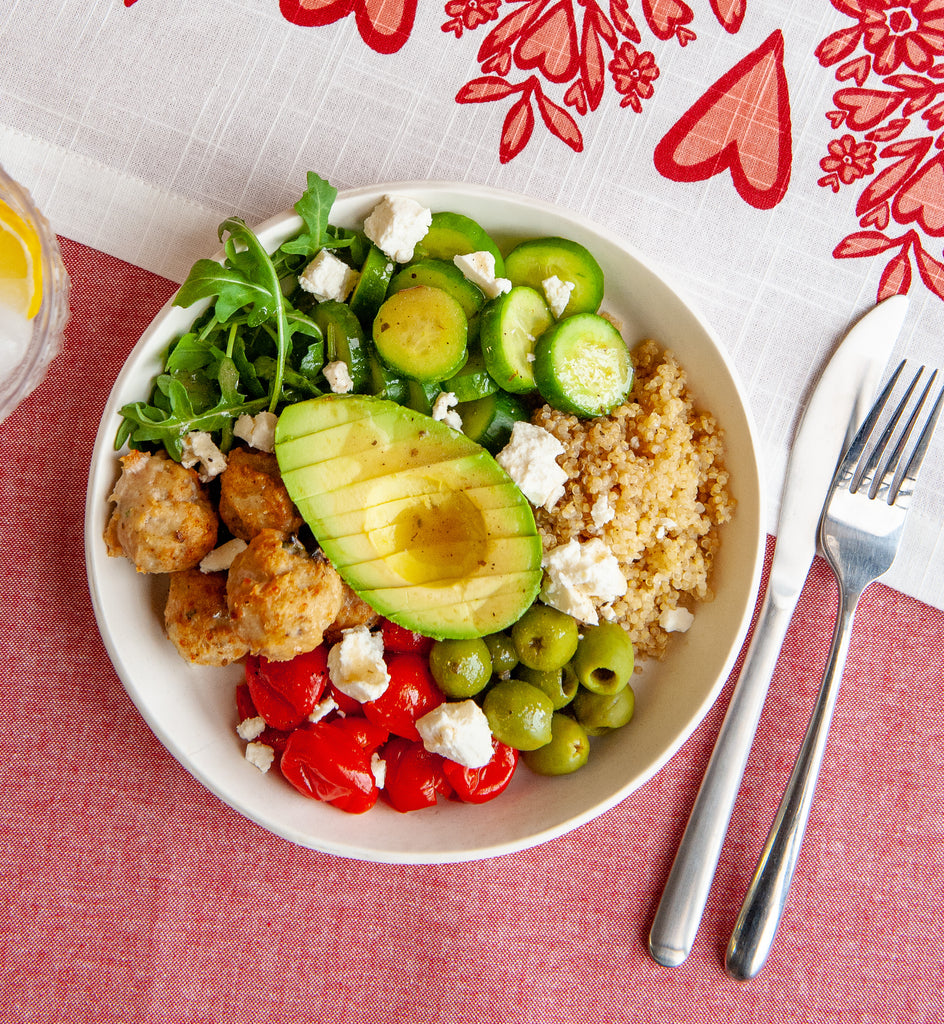 Greek Chicken Meatball & Quinoa Bowl
