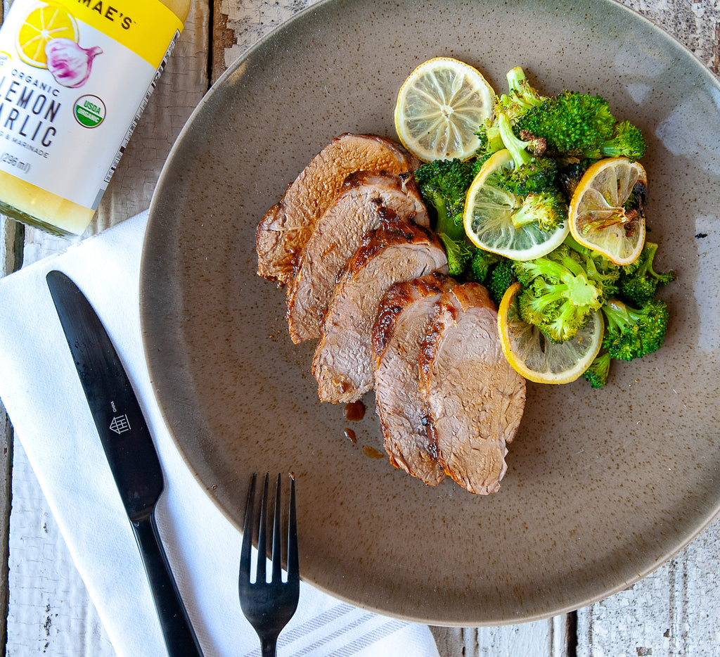 Garlic Roast Pork & Lemony Roasted Broccoli