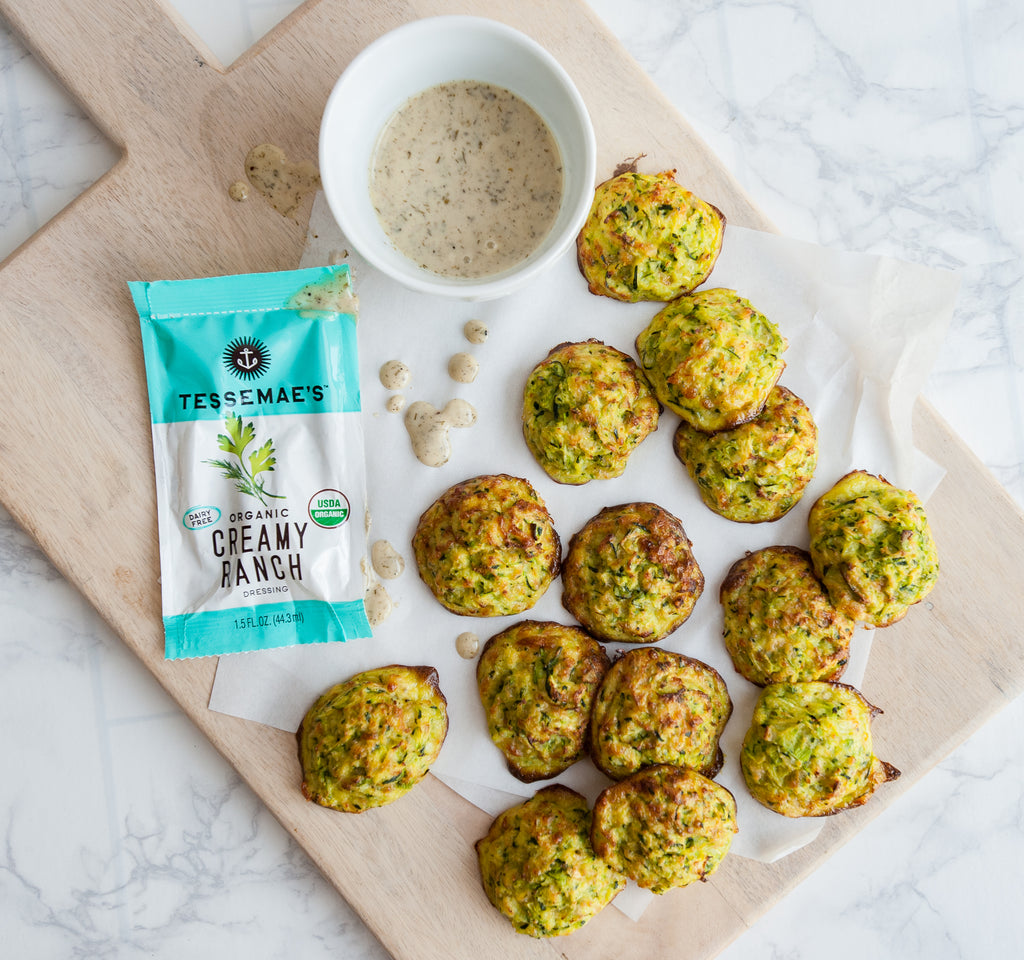 Shredded Zucchini Tots with Creamy Ranch