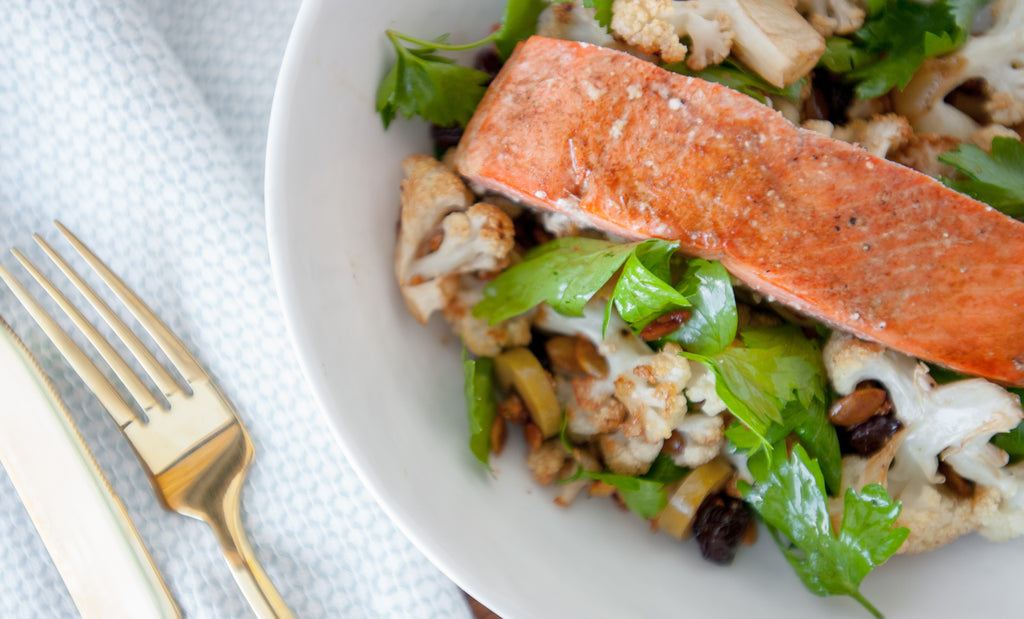 Balsamic Salmon with Roasted Cauliflower Salad