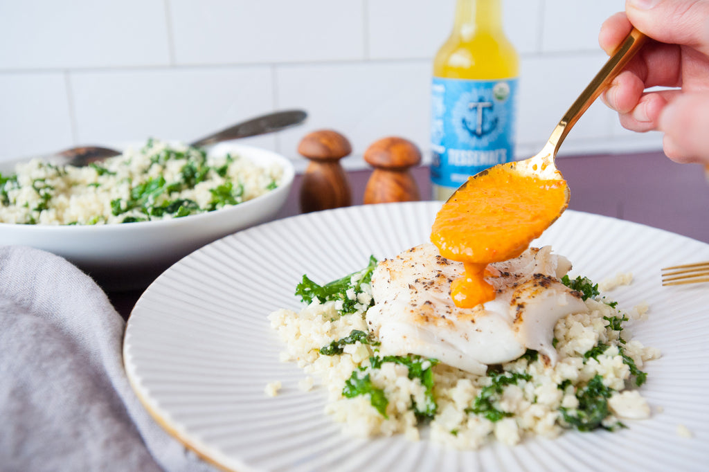 Cod with Creamy Red Pepper Sauce