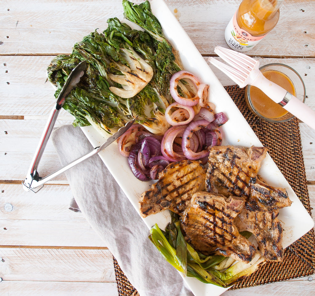 Sweet & Salty Grilled Pork Chops & Baby Bok Choy