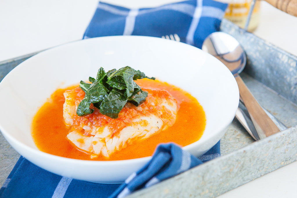 Cod with Kale & Fresh Tomato Sauce
