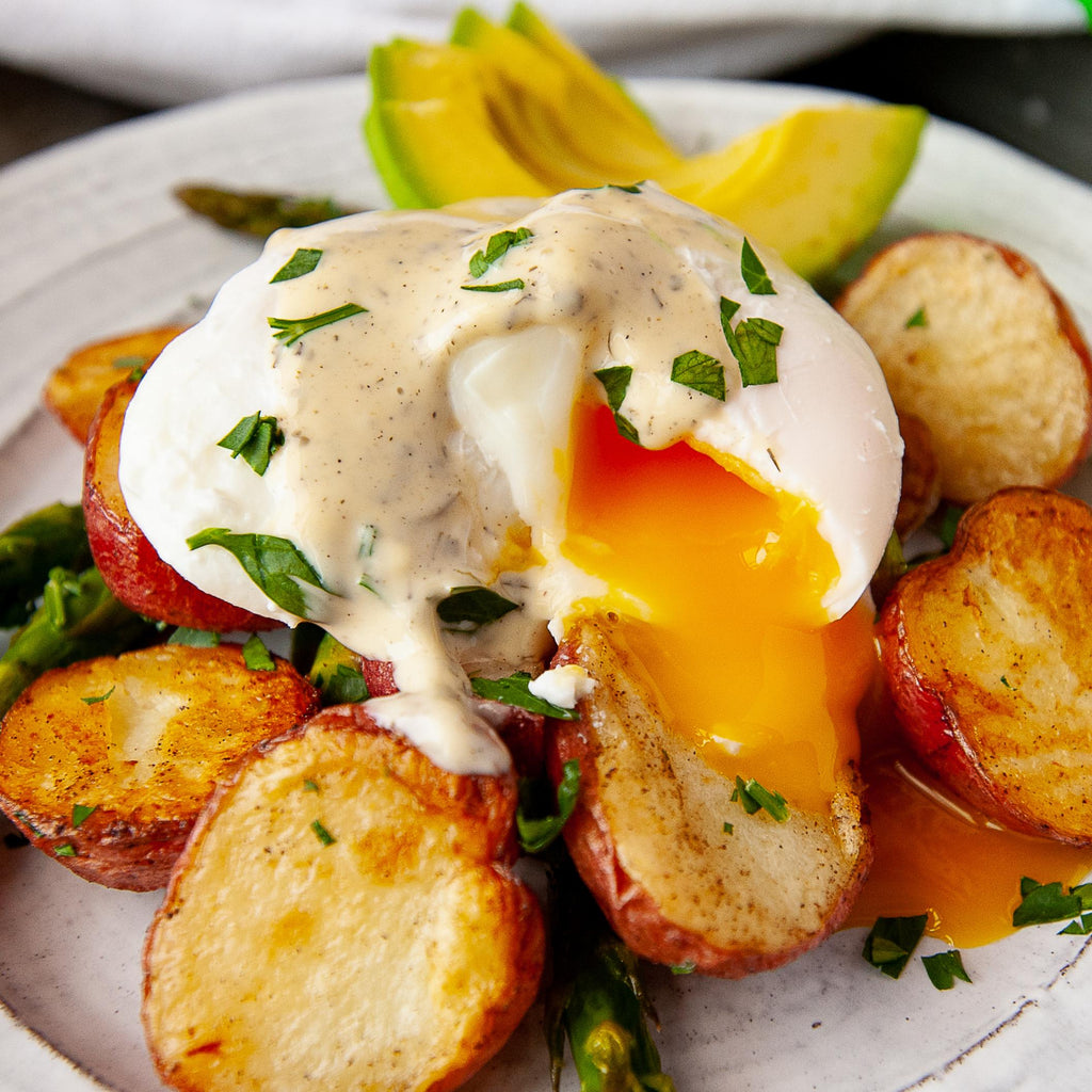 Roasted Asparagus with Eggs & Cilantro Lime Ranch