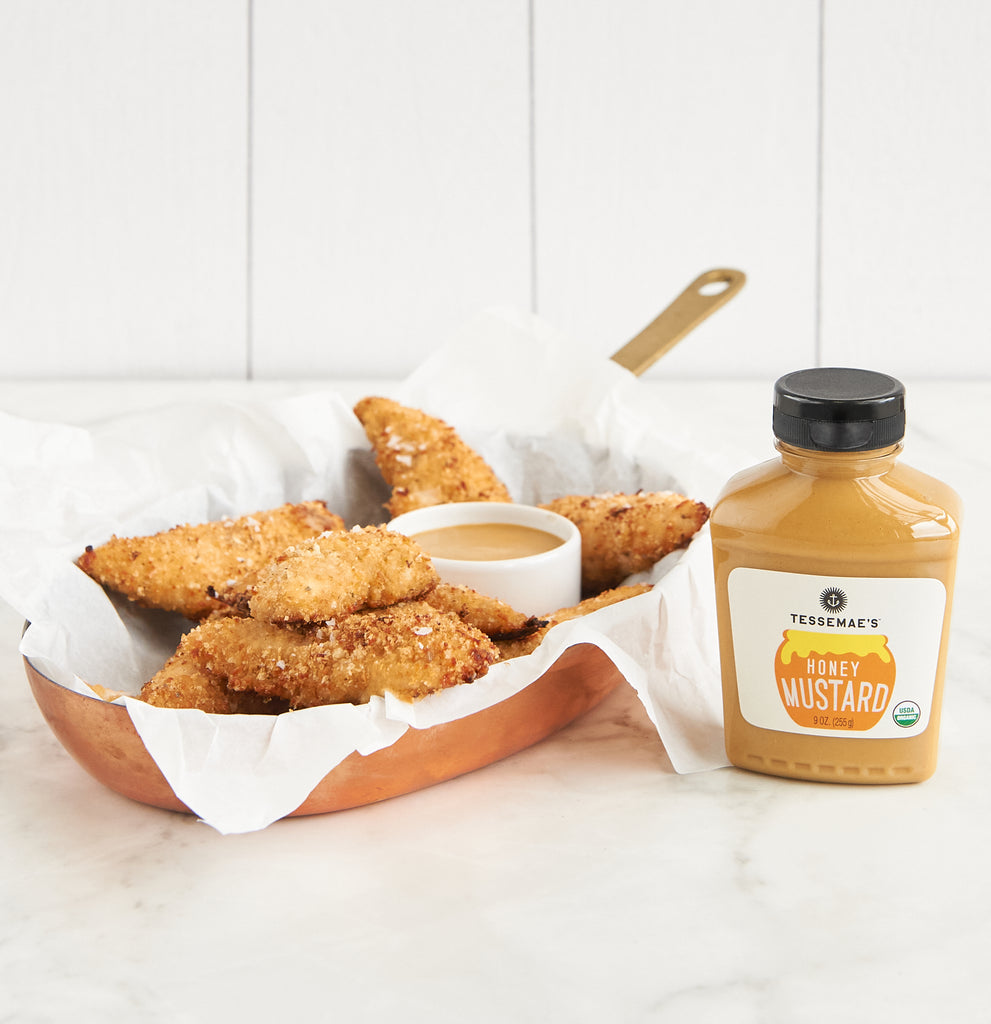 Crispy Parmesan Chicken Tenders with Honey Mustard