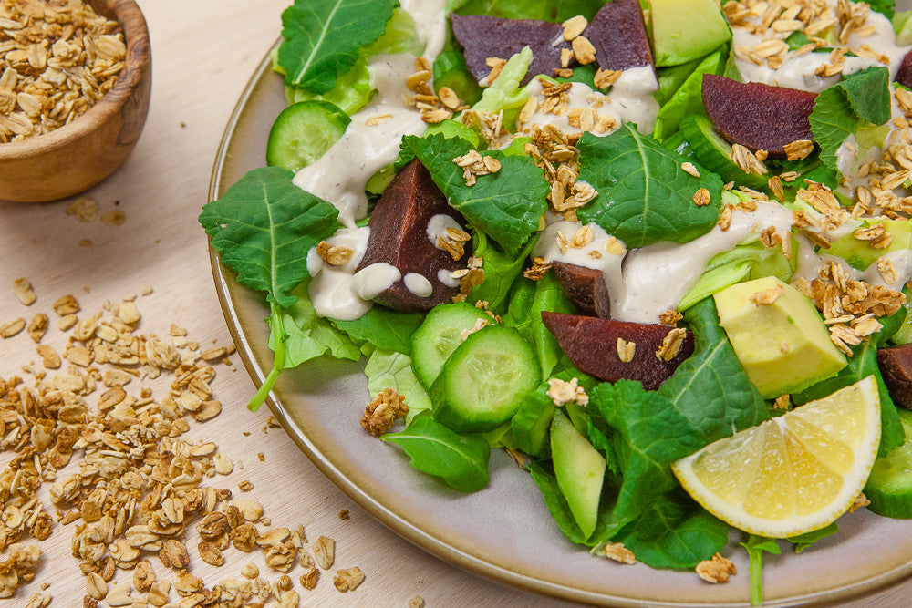 Green Salad with Beets, Avocado & Granola