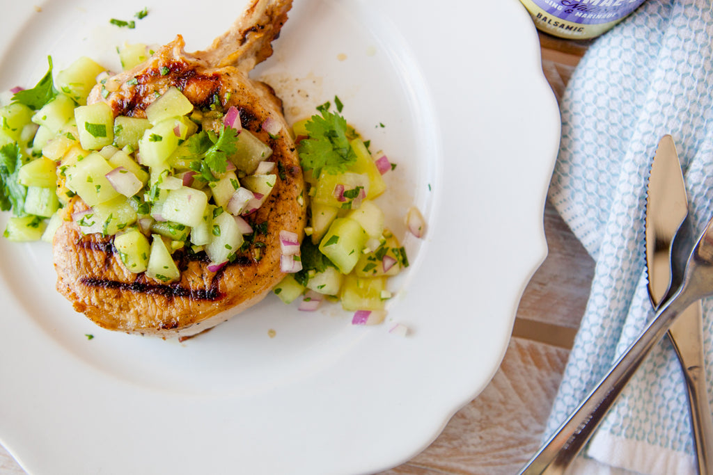 Pork Chops with Honeydew Salsa