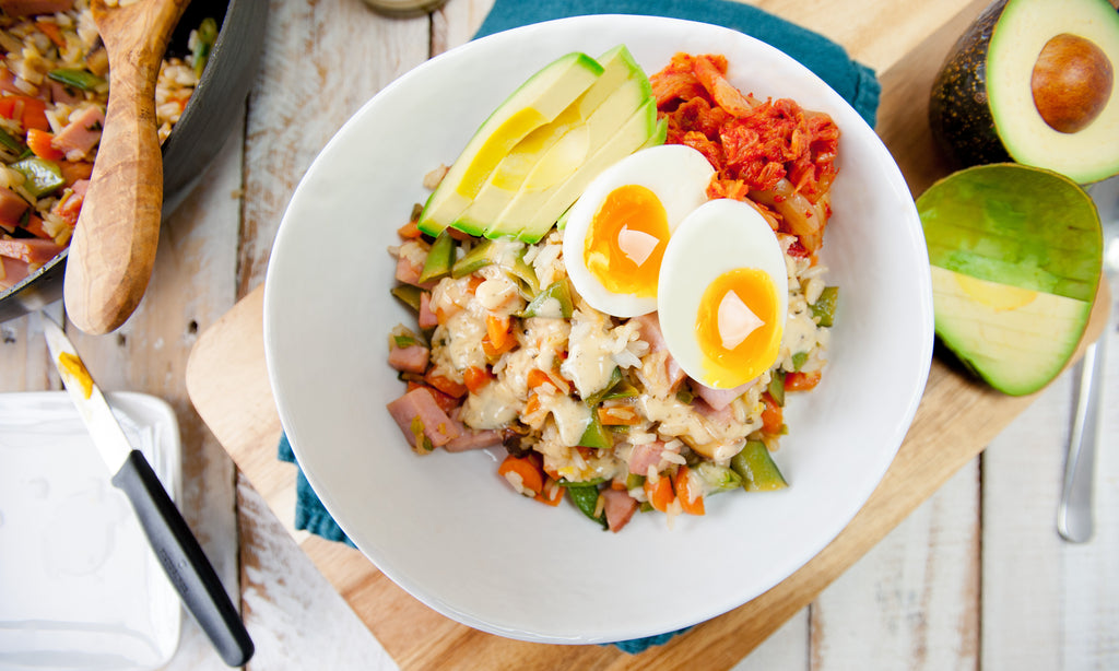 Ham & Egg Fried Rice with Spring Veggies