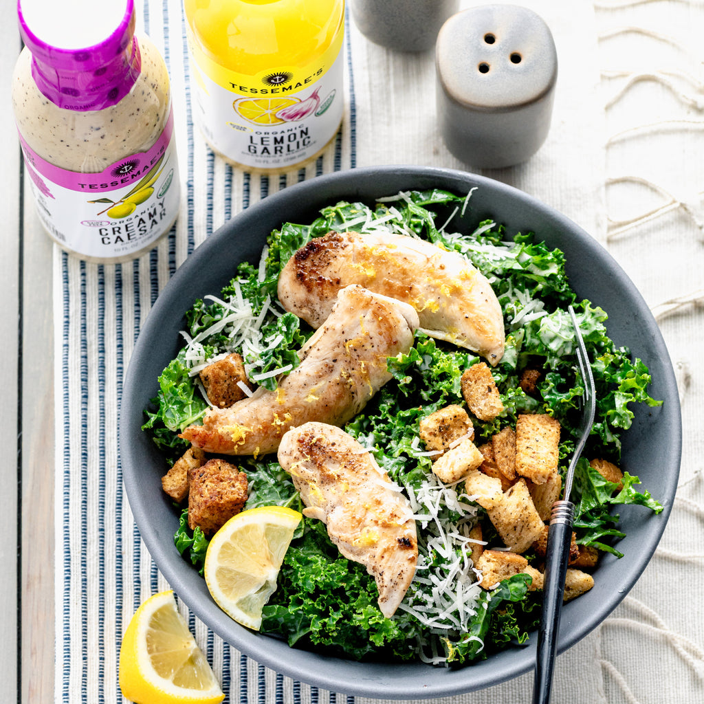 Kale Caesar with Lemony Chicken Tenders