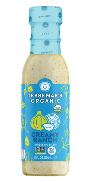 Bottle of Tessemae's Organic Creamy Ranch dressing 