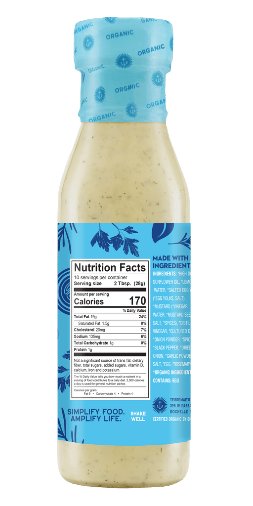 Organic Classic Ranch- Nutrition Facts Panel
